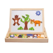 1 шт. детские игрушки Магнитные головоломки для детей девочек мальчиков Обучающие Развивающие деревянные игрушки 3d головоломка животные доска для рисования в качестве подарков