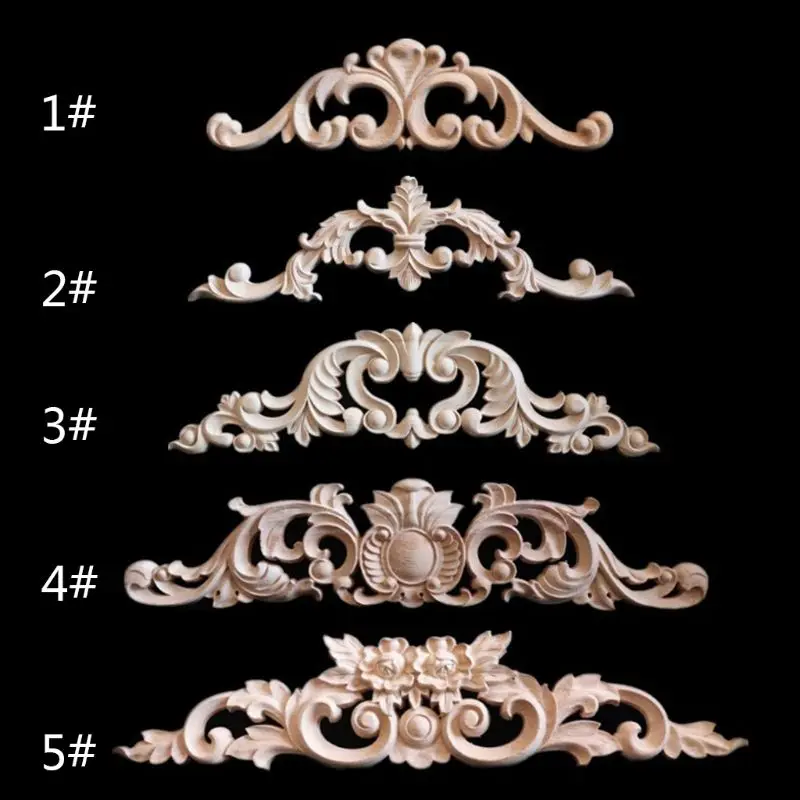 

Wholesale Woodcarving Decal Corner Frame Appliques Furniture Wooden Carved Decoration Retro Figurines Craft May06