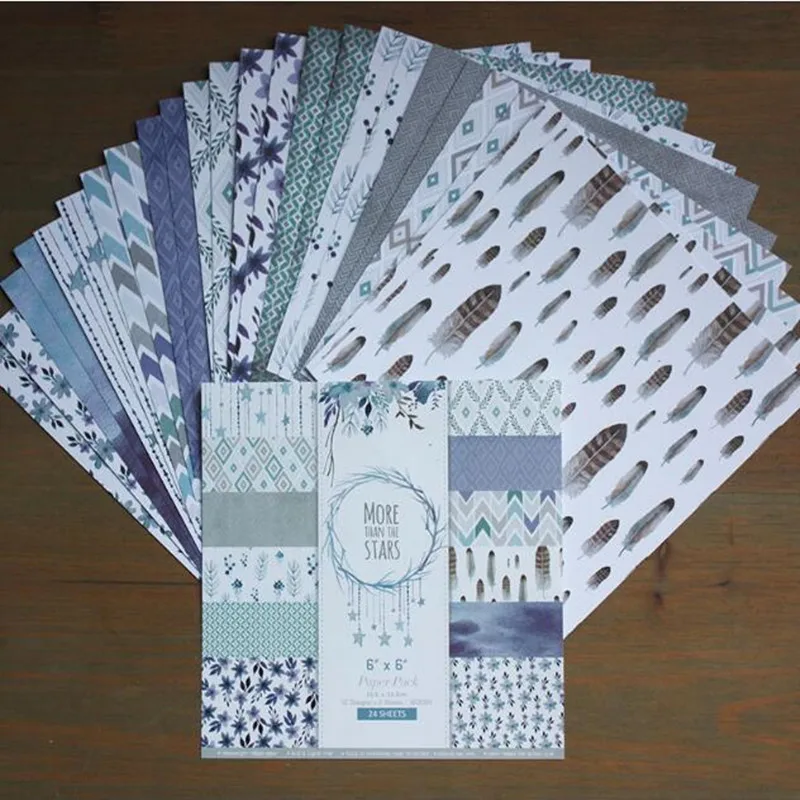 

6" Mixed Pattern DIY Scrapbooking Packs Tissue Paper Of 24 Sheets Handmade Origami Crafts Wrapping Gift Decor Background Pads