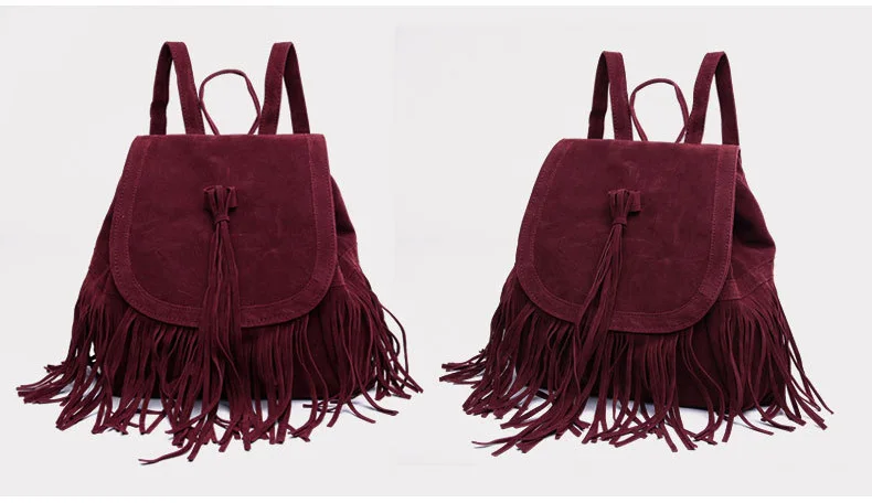 women backpack vintage fringe tassle bag bacpacks (6)