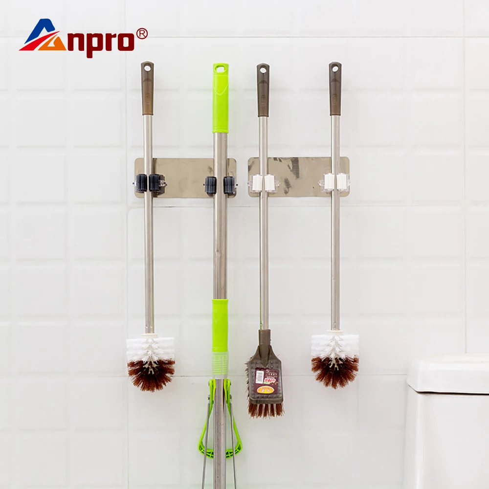 

Anpro Wall Mounted Mop Organizer Holder Brush Broom Gripper Hanger Storage Rack for Bathroom Kitchen Wardrobe