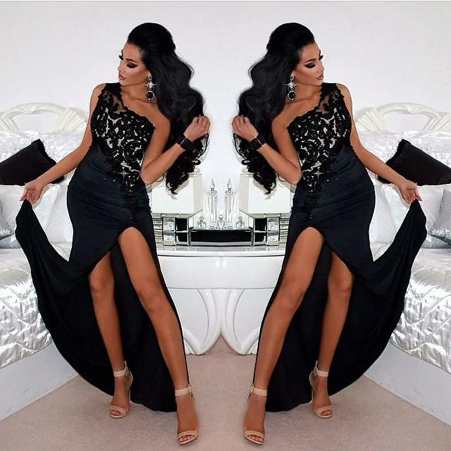 

Plus Size Arabic Muslim Black Mermaid Evening Prom Dresses Gown Long 2019 Elegant Women Formal Gala Dress