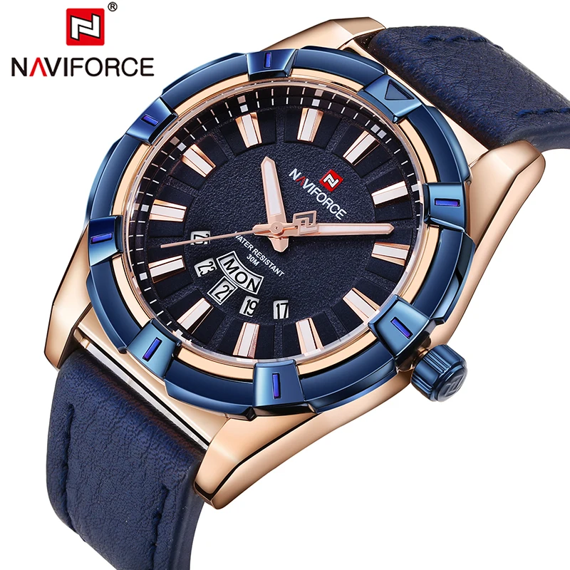 

Fashion Men's Watch NAVIFORCE Mens Watches Top Brand Luxury Casual Quartz Waterproof Luminous Wristwatch Relogio Masculino Blue