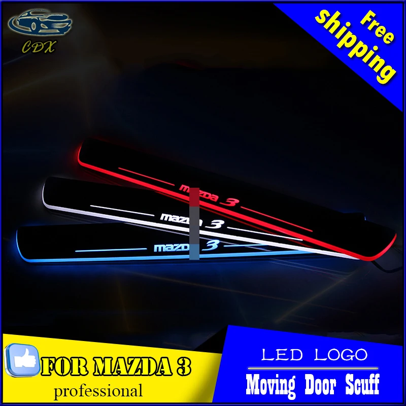 

Car Styling LED Moving Door Scuff for Mazda 3 2014-2015 Door Sill Plate LED Welcome Pedal LED Brand Logo Drl Accessories