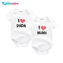 Детский комбинезон с принтом «I Love Papa Mama» из хлопка с короткими рукавами, комплект одежды для маленьких девочек, одежда для маленьких мальчиков, Roupas de bebe