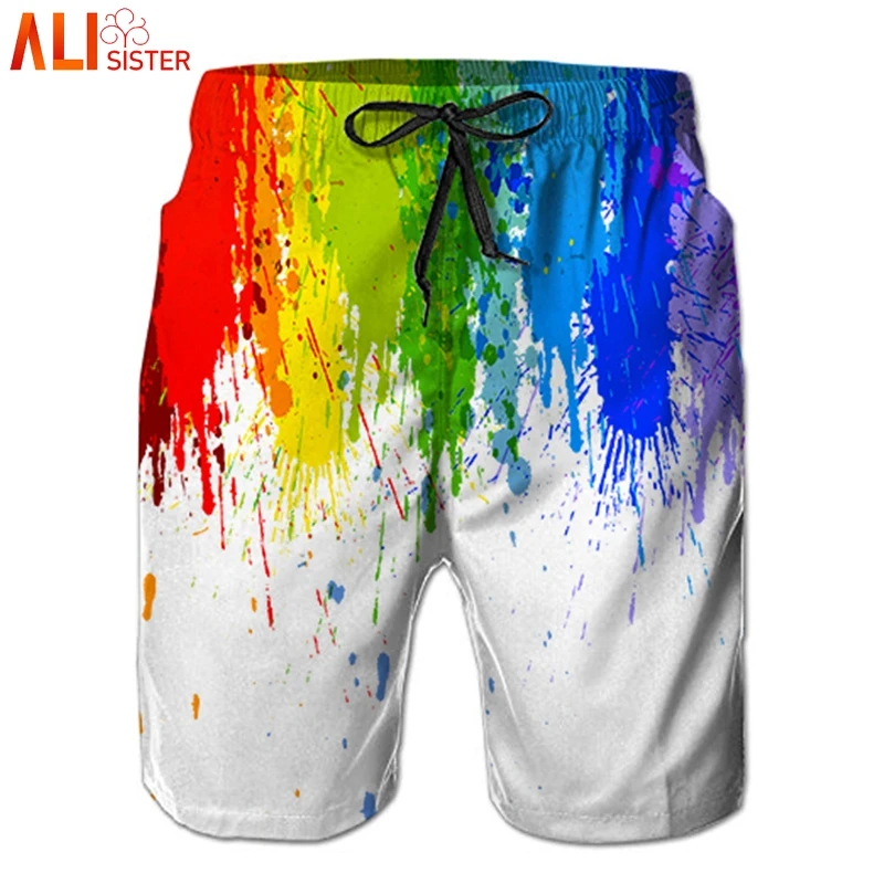 Повседневные мужские шорты alissister с масляным рисунком, летние пляжные шорты, мужские шорты-бермуды, повседневные спортивные штаны для бега, Прямая поставка