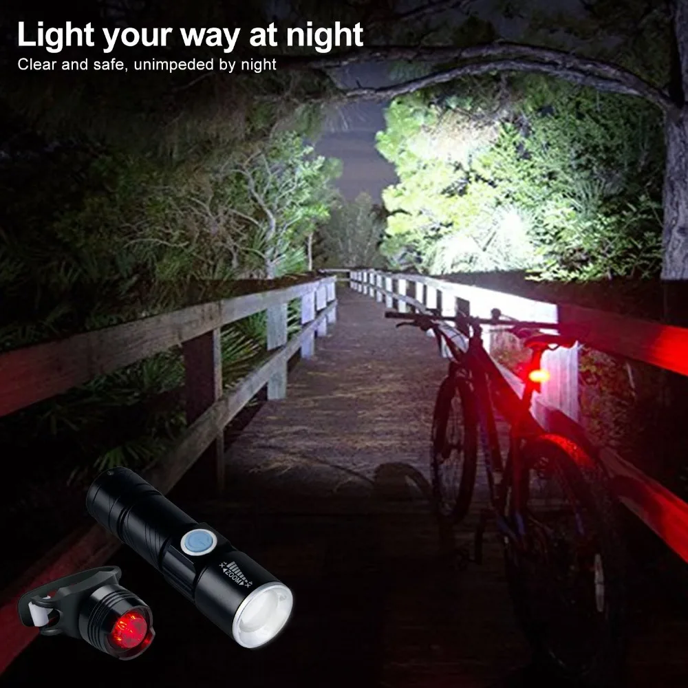 Top ziyue Bike Bicycle Light Set usb rechargeable LED Waterproof Super Bright Taillight front and rear light 5