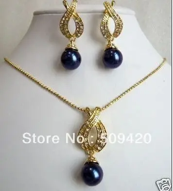 

Free Shipping Wholesale>Charming SHELL PEARL Necklace earring set free chain