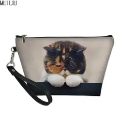 Индивидуальные Макияж сумка Функциональная сумка для женщин косметичка дамы путешествия косметичка Kitty Cat печати несессер Туалет