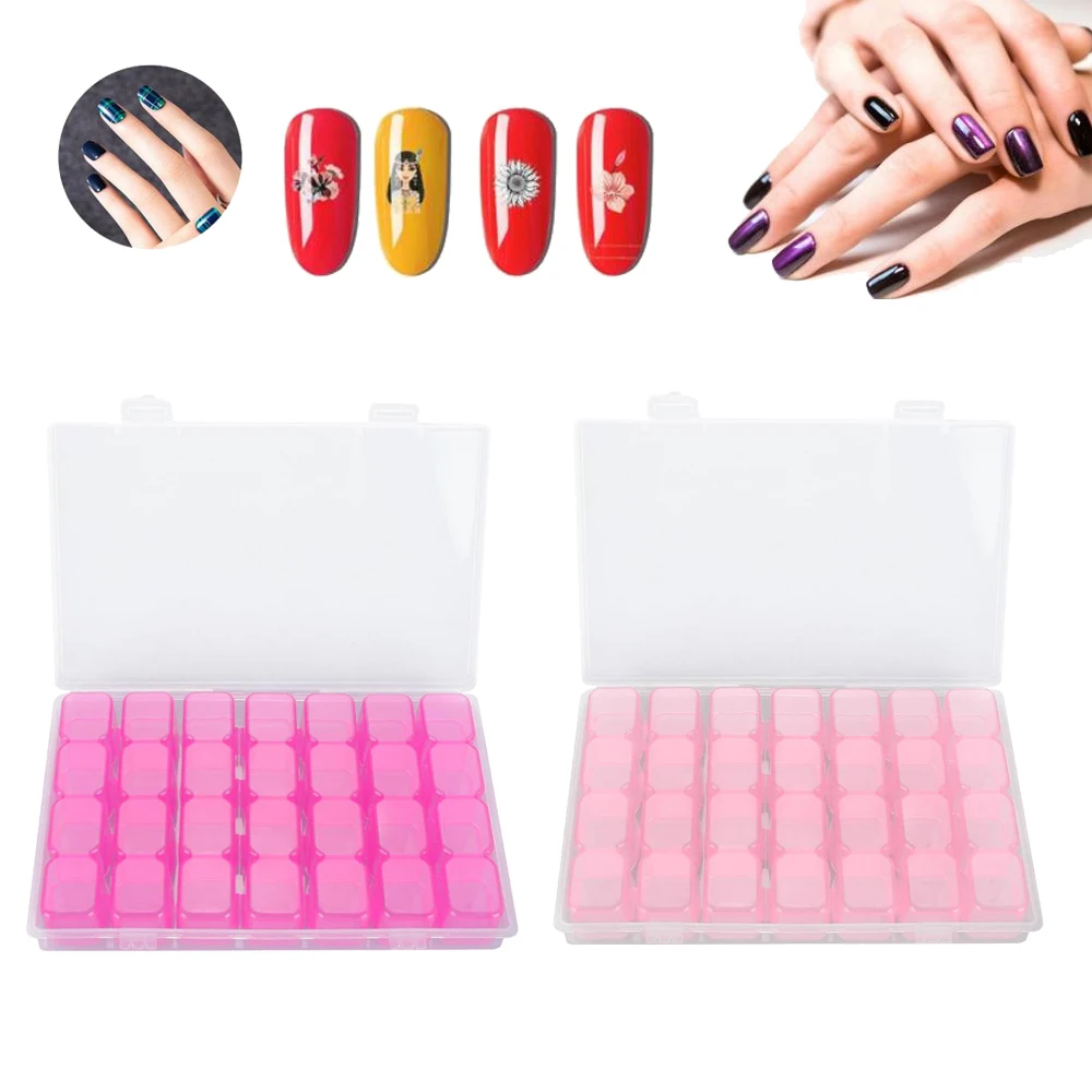 

Nail Polish Holder Empty 28 Slot Transparent Nail Art Decoration Rhinestone Gem Bead Container Storage Box Nail Polish Organizer