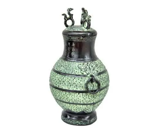 

Chinese Bronze Gilt Auspicious Dragon Animal Bird Bottle Pot Bronze Vase Jar