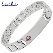 Escalus Шарм гравировка идентификатор медицинской опасности женские магнитные браслеты из нержавеющей стали способствует кровообращение анти стресс