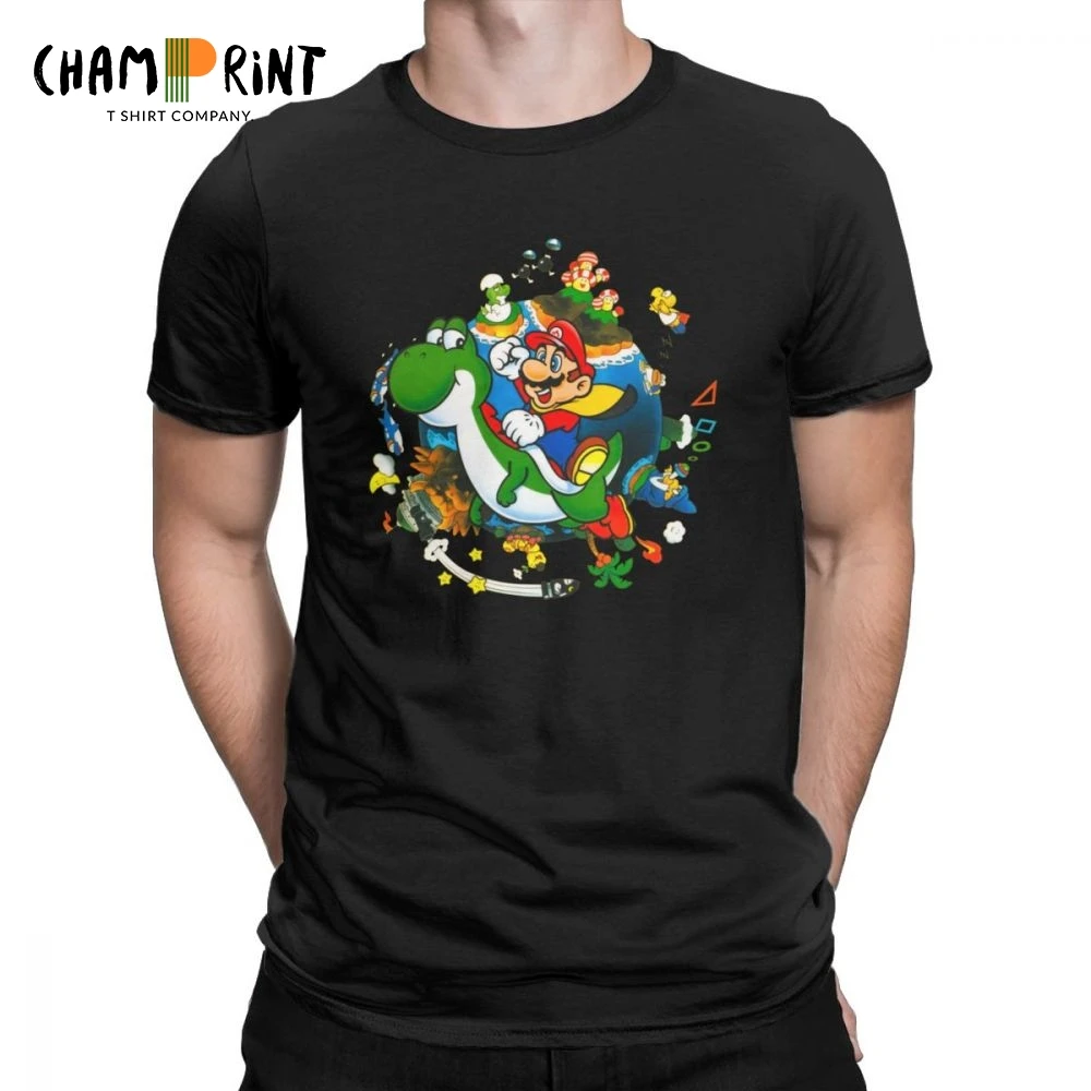 

Funny Super Mario World Planet T-Shirt for Men Crewneck Pure Cotton T Shirt Short Sleeve Tees Birthday Gift Tops
