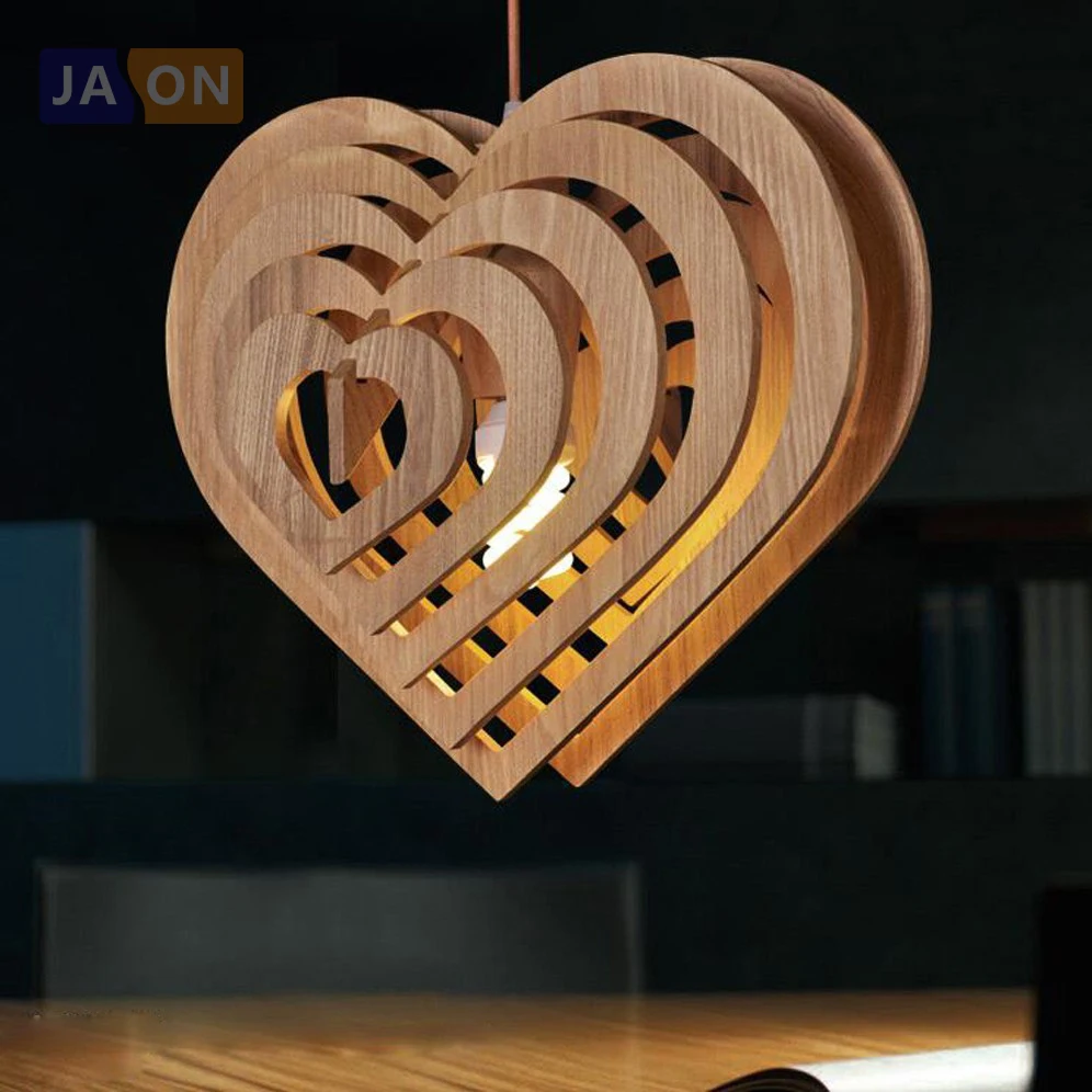 

led e27 Postmodern Iron Wooden Hearts LED Lamp LED Light.Pendant Lights.Pendant Lamp.Pendant light For Dinning Room Foyer Store