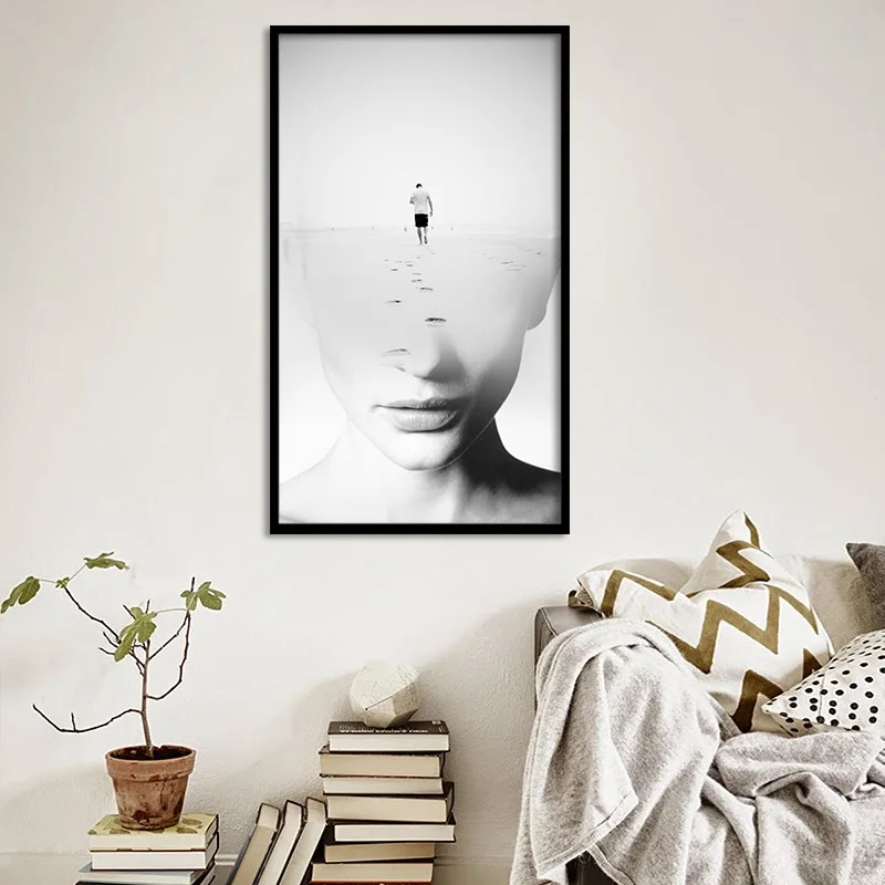 

Desert Journey Abstract Brainstorming Art Wall Pictures And Prints Woman Face Poster For Office Room Decor Minimalist Picture