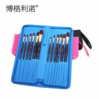 

3 Colors Oxford Fabric Brush Holder 16 Slots Zipper Makeup Brush Pen Pencil Case Sketch Pencil Bag Pouch Stationery Holder Bag