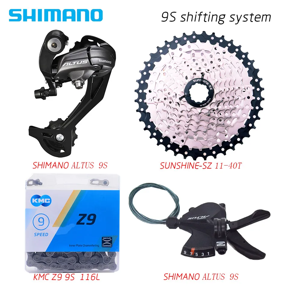 

shimano altus acera M390 9 27speed Geschwindigkeit MTB Fahrrad Groupset Kit 3Teile mit Schieber hebel und Vordere und Schaltwerk