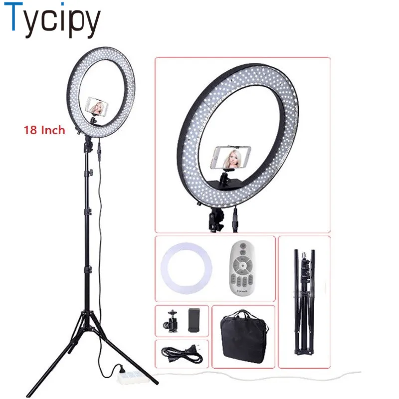 

Tycipy 18" Ring Light Double Bi-color Adjustable Dimmable Camera Light for Nikon Camera Photo/Studio Light Lamp with Tripod