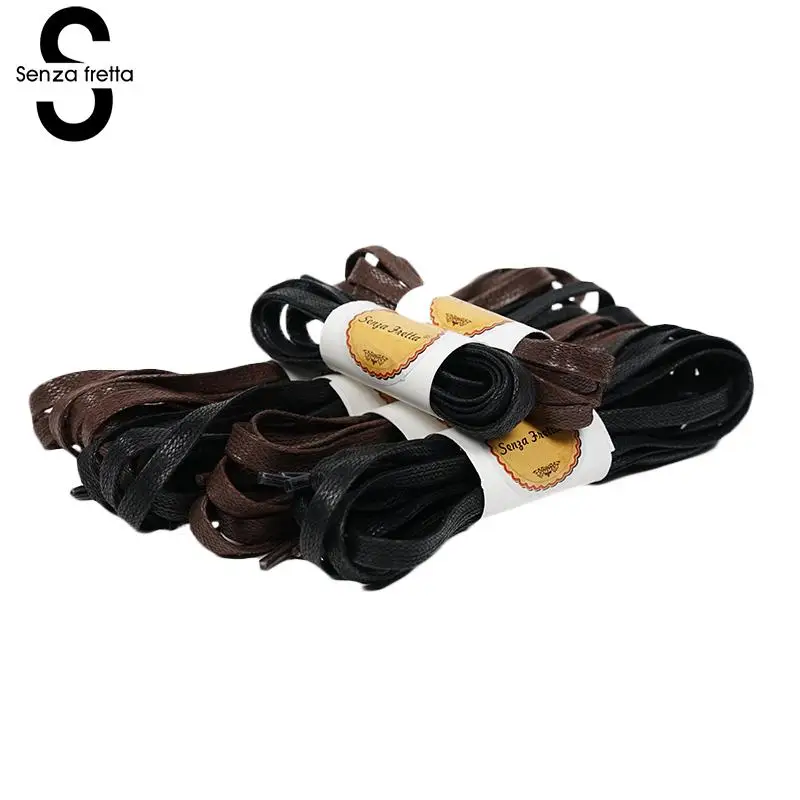 

Senza Fretta New Flat Waxed Shoelaces Dress Canvas Shoe Lace Sneaker Boots Shoes Laces Unisex Strings Shoelace Colors
