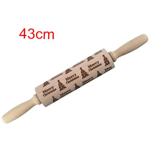 Christmas Embossing Rolling Pin Engraved Carved Wood