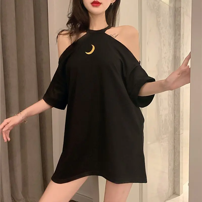 

Summer Gothic Black Simple Sexy Club Women Mini Dresses Blue Goth Aline Hollow Plus Size Gray Strapless Female Fashion Dress