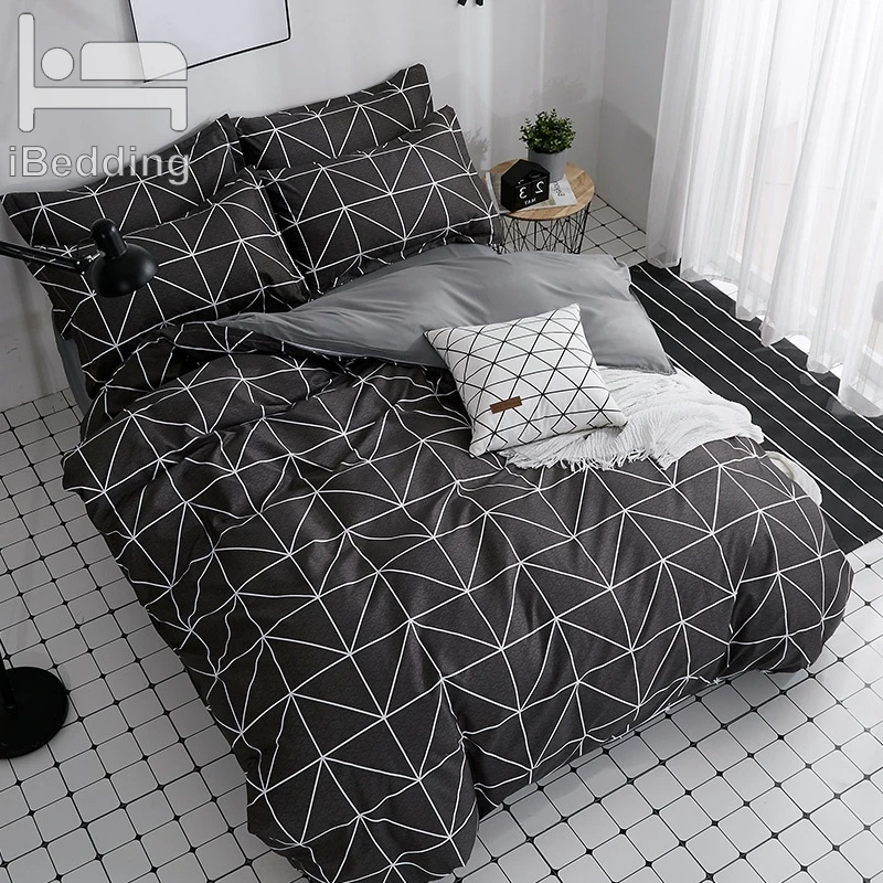 Black Geometric Bedding Set 3 4pcs Bed Linens Home Textile Duvet