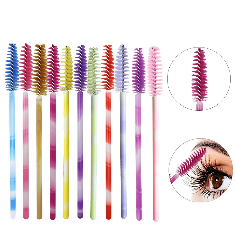 

50pcs/lot Colorful Lashes Nylon Makeup Brushes Handle Disposable Mascara Wands Applicator Eyelash Extension Makeup Accessorices