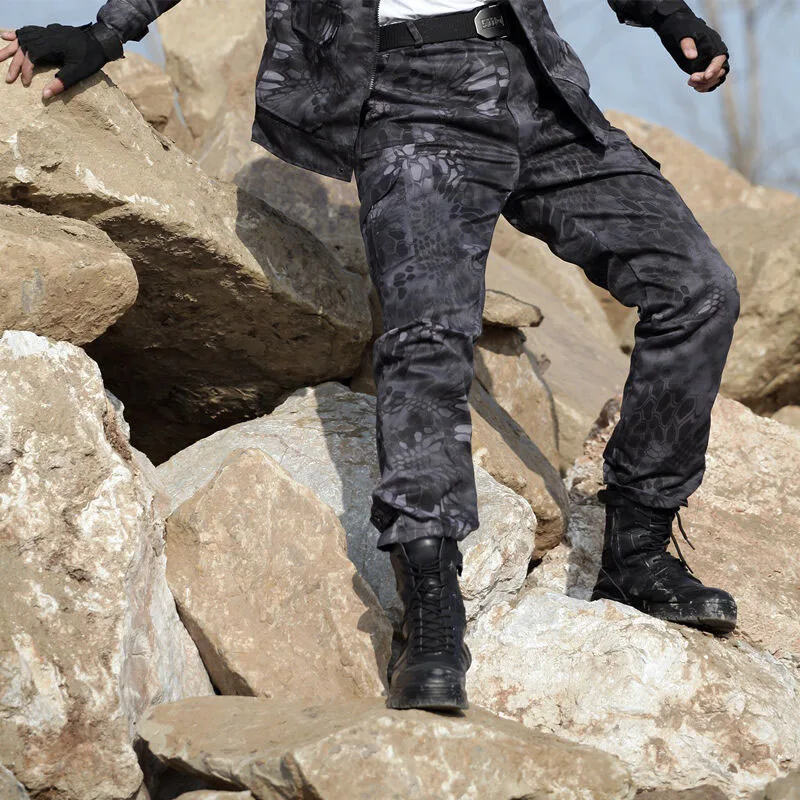 

Military Tactical Pants Camouflage Black Python Pattern Hunting Pants Working Hiking Sports Pants Army Combat Training Pants