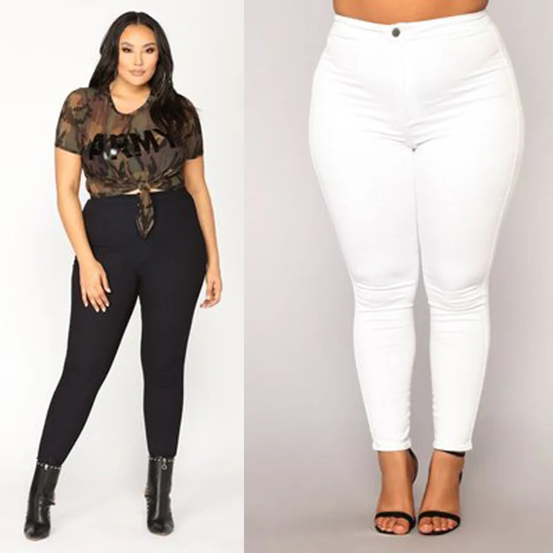 

Europe and South America Africa fat jeans mom fan big yards slacks female 2019 new cotton stretch denim trousers