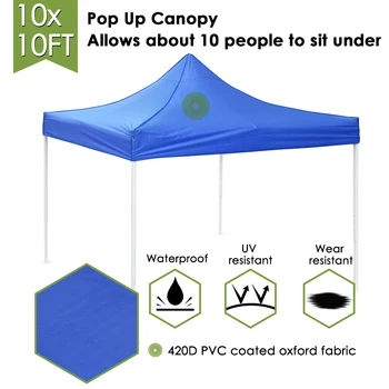 

Yescom 10x10' EZ Pop Up Canopy Tent 420D Waterproof Instant Shelter Outdoor Party w/ Carry Bag Blue