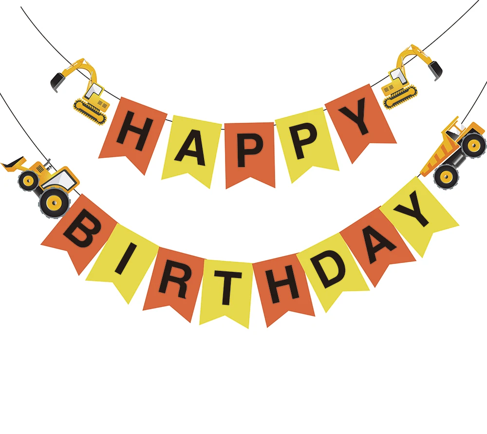 Yi Surgery Happy Birthday Paper Banner Construction Theme Party