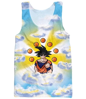 Новейший аниме Dragon Ball Z Super Saiyan безрукавки Goku/Vegeta/Majin Buu/Brolly печать безрукавки мужчины женщины-хипстеры 3D Повседневный жилет - Цвет: 14