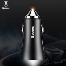 BASEUS роскошные переплет автомобильный Зарядное устройство Двойной выход USB 2.4a быстрой зарядки мобильного телефона автомобильного прикуривателя DC 12-24 В телефон Зарядное устройство