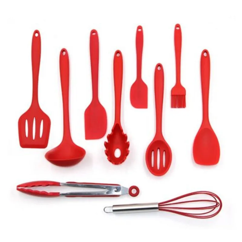 10Pcs/Set Non-Stick Silicone Kitchen Utensils Set Non-Toxic Spatula Spoon Ladle Spaghetti Server Slotted Turner Cooking Tools 10Pcs/Set Non-Stick Silicone Kitchen Utensils Set Non-Toxic Spatula Spoon Ladle Spaghetti Server Slotted Turner Cooking Tools