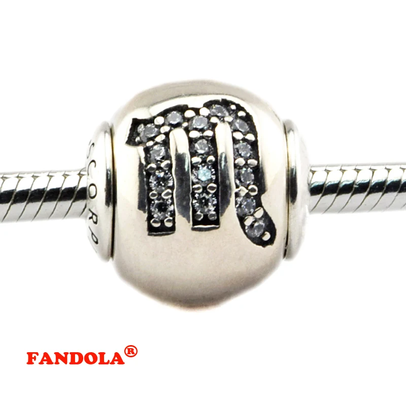 

Fits Pandora Essence Bracelet DIY Beads Scorpio Essence Charms with Clear Cubic Zirconia Real 925 Sterling Silver Jewelry FE049
