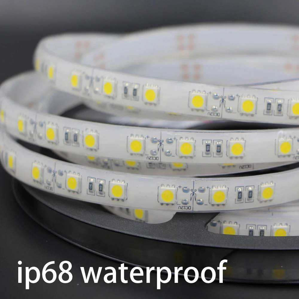 Светодиодная лента 5050 SMD RGB 12 В постоянного тока 1/5 м не ip65 ip67 ip68 водонепроницаемая