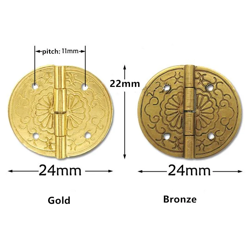Round Brass Hinge Flower Pattern Decor Hinges Wooden Gift Jewelry Box Hinge Fittings Furniture