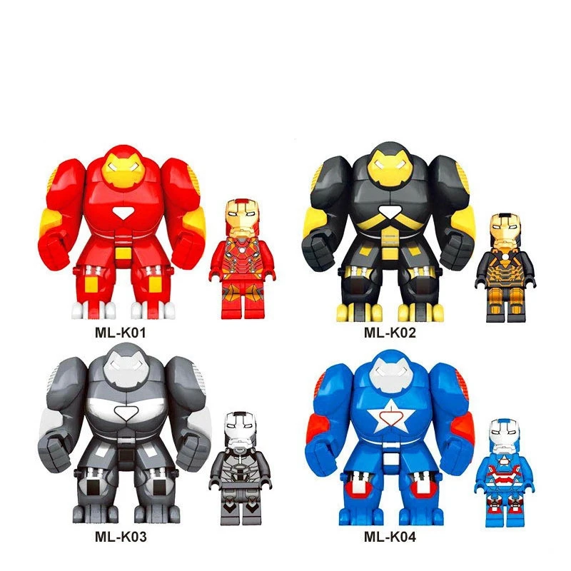 

DC Marvel Superhero Iron Man and Hulkbuster Model 4 pieces / batch Mr298 Building Block Enlighten map compatible with
