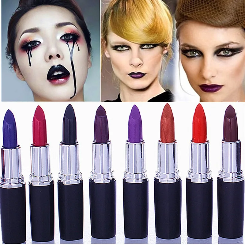 

2019 NEW Waterproof lipstick Vampire Style 8 colors Cosmetic Matte Lip Stick Long Lasting batom matte gold black lipstick
