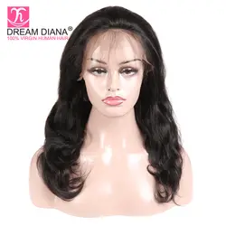 DreamDiana малазийские объемные волнистые парики ручной работы remy волосы полный парик шнурка натуральный черный предварительно сорвал