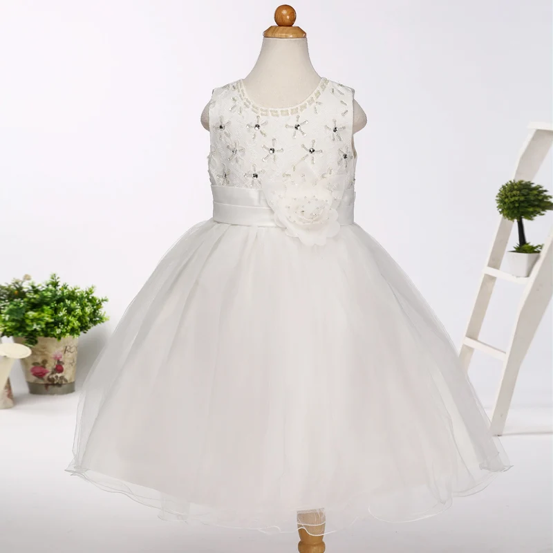 

Wholesale Lace Pearl Collar Girls Dress Flower Embroidery Wedding Dress Girl Flower Belt Party Dress 12pcs/lot free DHL LH0089