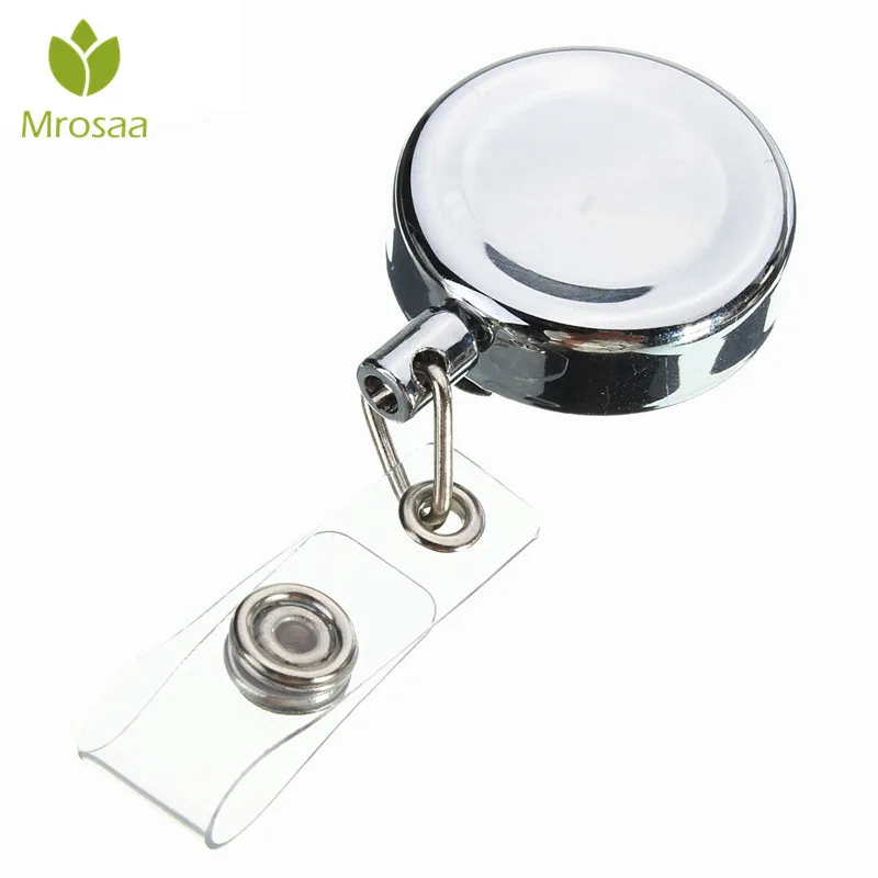 Mrosaa Unique Silver Metal Retractable Pull Key Chain Reel