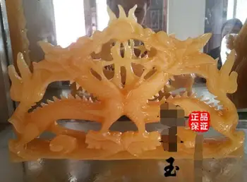 

Feng Shui rice top ornaments lucky town house Huaisheng Xiao jade two Dragon play beads living room entrance display