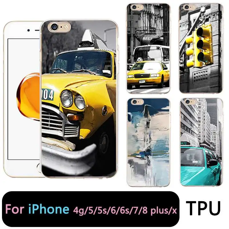 

QMSWEI TPU Clear Phone Case For iPhone 6G 6s 7 8plus x Soft Car Taxi Boat Ship Cover For iPhone 4 5se 6Plus 7P Free Shipping