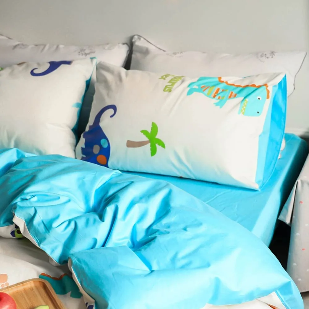 Svetanya Dinosaur Cartoon Bedding Set(flat Sheet Pillowcase Comforter Cover) Cotton Bedlinen Single Queen Full Double Size