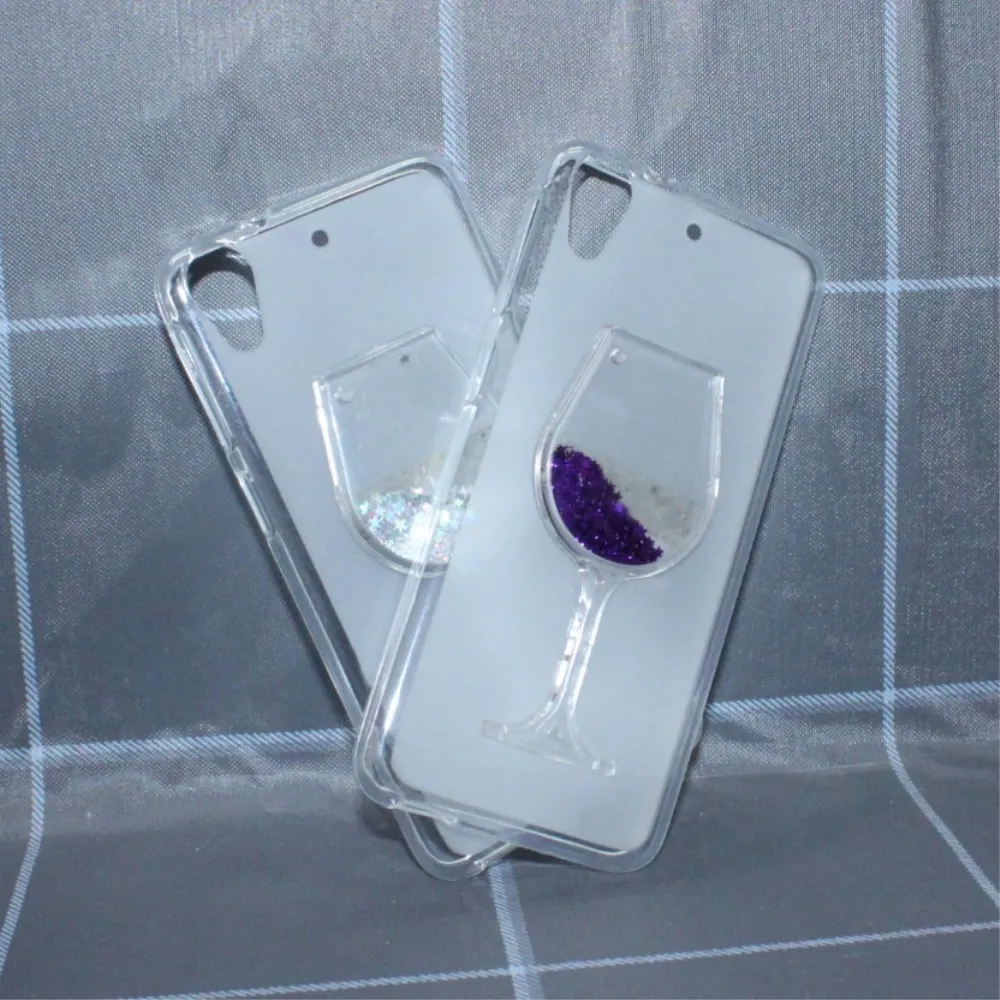 

Red Wine Cup Dynamic Liquid Bling Glitter Quicksand Moving Star Cover For HTC Desire 626 628 3D Cup Phone Case Capa