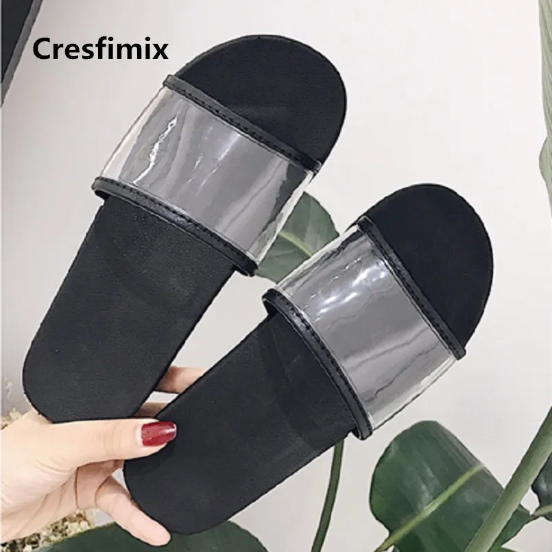 Cresfimix Vrouwen Pantoffels женские светильник атичные Легкие прозрачные плоские тапочки