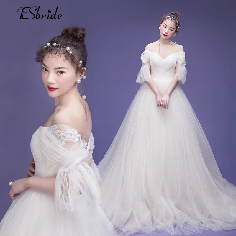 Purple Wedding Dress 2017 Ball Gown Off Shoulder Bridal Dress Appliques