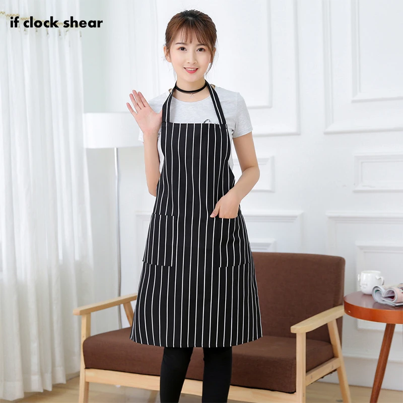 

IF News Simple Style Stripe Adjustable Chef Waiter Kitchen Apron With Pockets Unisex kitchen Cooking Sleeveless Apron coat chef