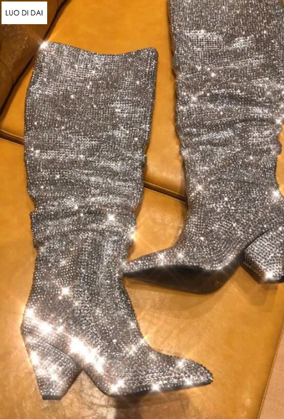 High End Fashion Shoes Women Luxury 2018 Glitter Diamond Bling Crystal